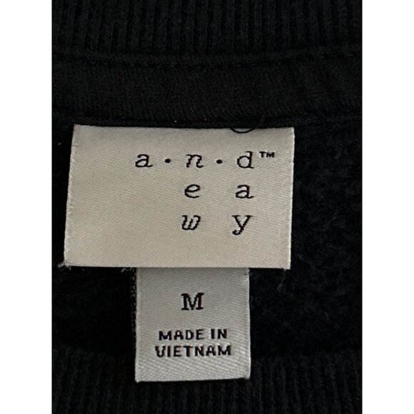 A New Day Black Sequin Dragonflies Embellished Long Sleeve Sweatshirt Size M - Picture 5 of 8